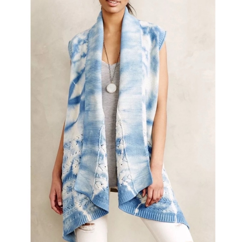Anthropologie Sky Dye Knit Cardi Sweater Vest Size S